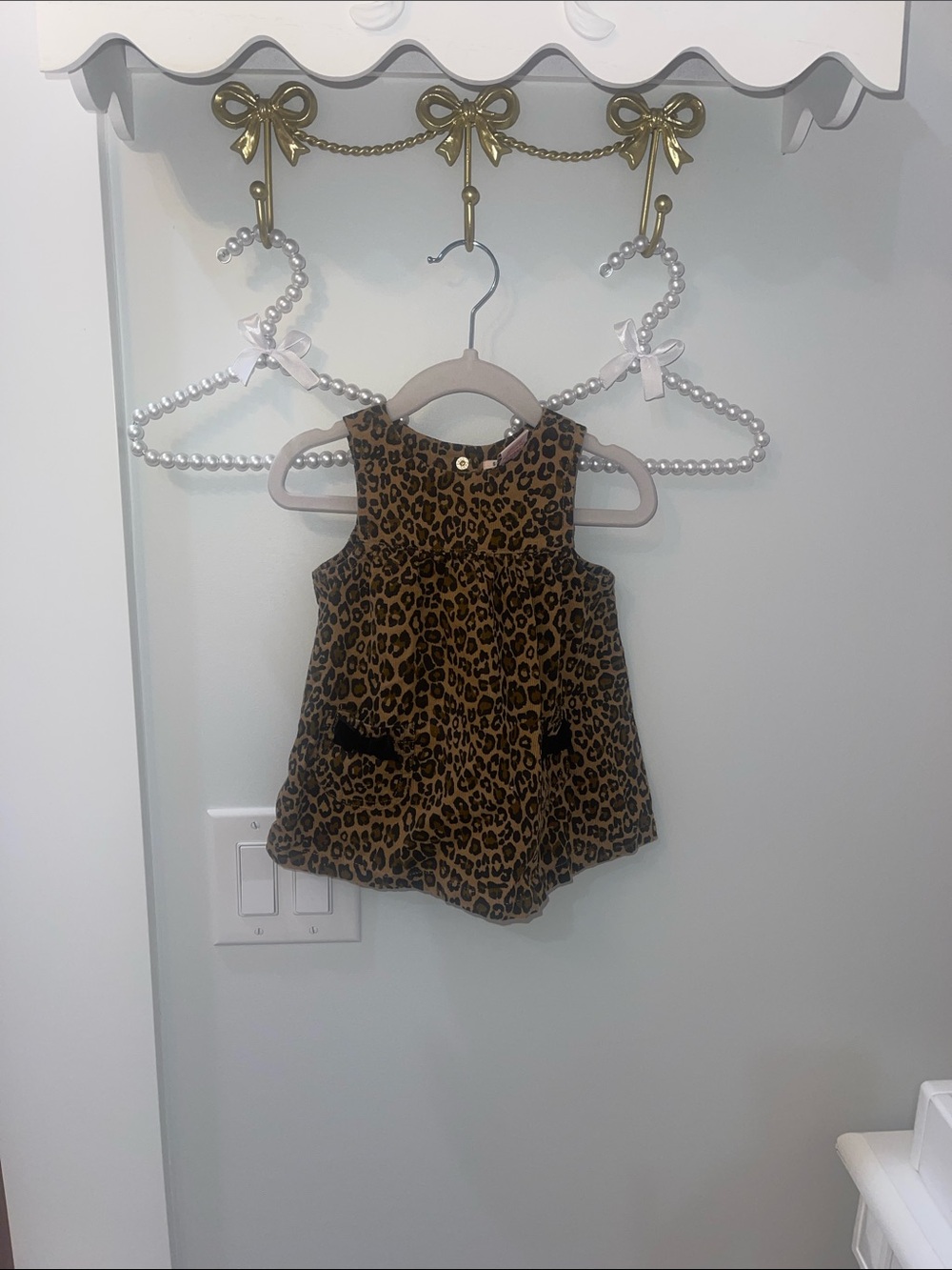 Girls Leopard Print Sleeveless Dress - Brown & Black
